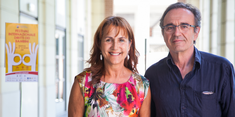 Alessandra Fabbri (Rappresentante Società Italiana Nutrizione Umana) con Giovanni Malagutti (Presidente Fondazione Malagutti onlus)